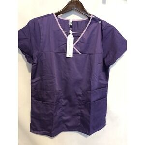 Abollria Women's Size S Medical Hospital Nursing Scrub Set Top Bottom Purple New